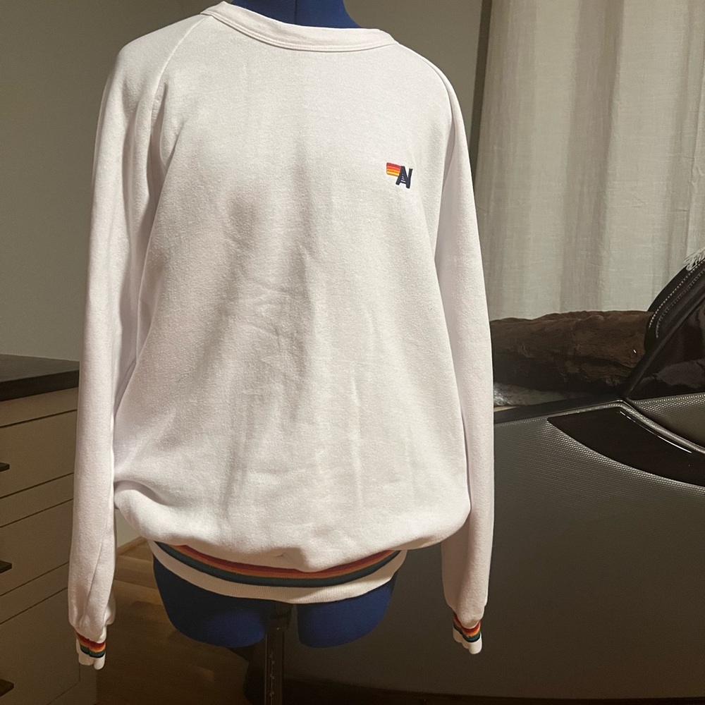 Aviator Nation White Crewneck Sweatshirt Size XLarge